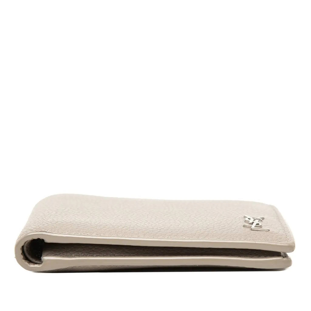 Saint Laurent Grained Leather Tiny Cassandre Bifold Wallet Beige Leather Very good - Inside View