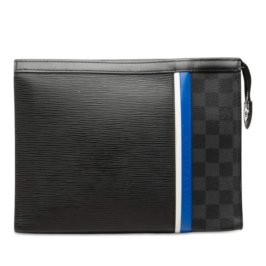 Louis Vuitton Epi and Damier Graphite Stripe Pochette Voyage MM Black Leather Good - Front View