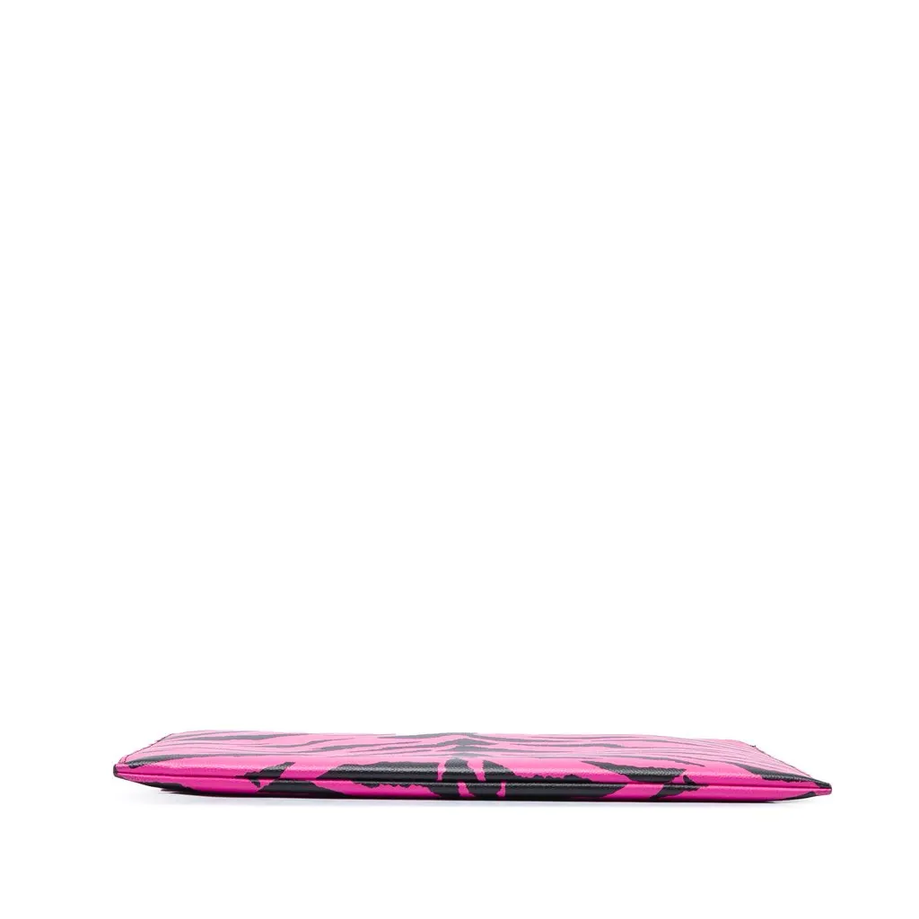 Saint Laurent Grain De Poudre Zebra Print Zip Clutch Pink Leather Very good - Inside View