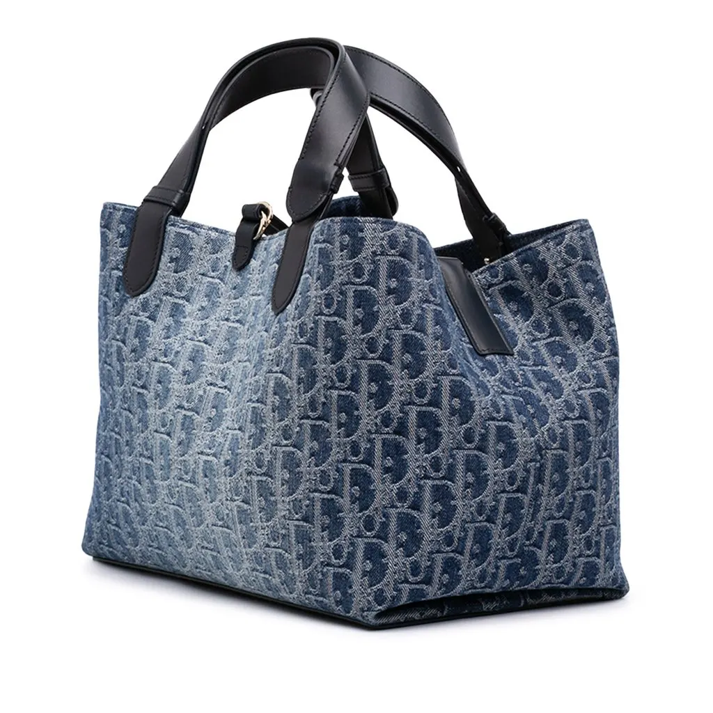 Dior Medium Oblique Denim Toujours Tote Blue Very good - Back View