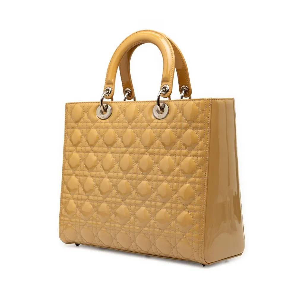 Dior Large Patent Cannage Lady Dior Beige Leather Very good - Back View