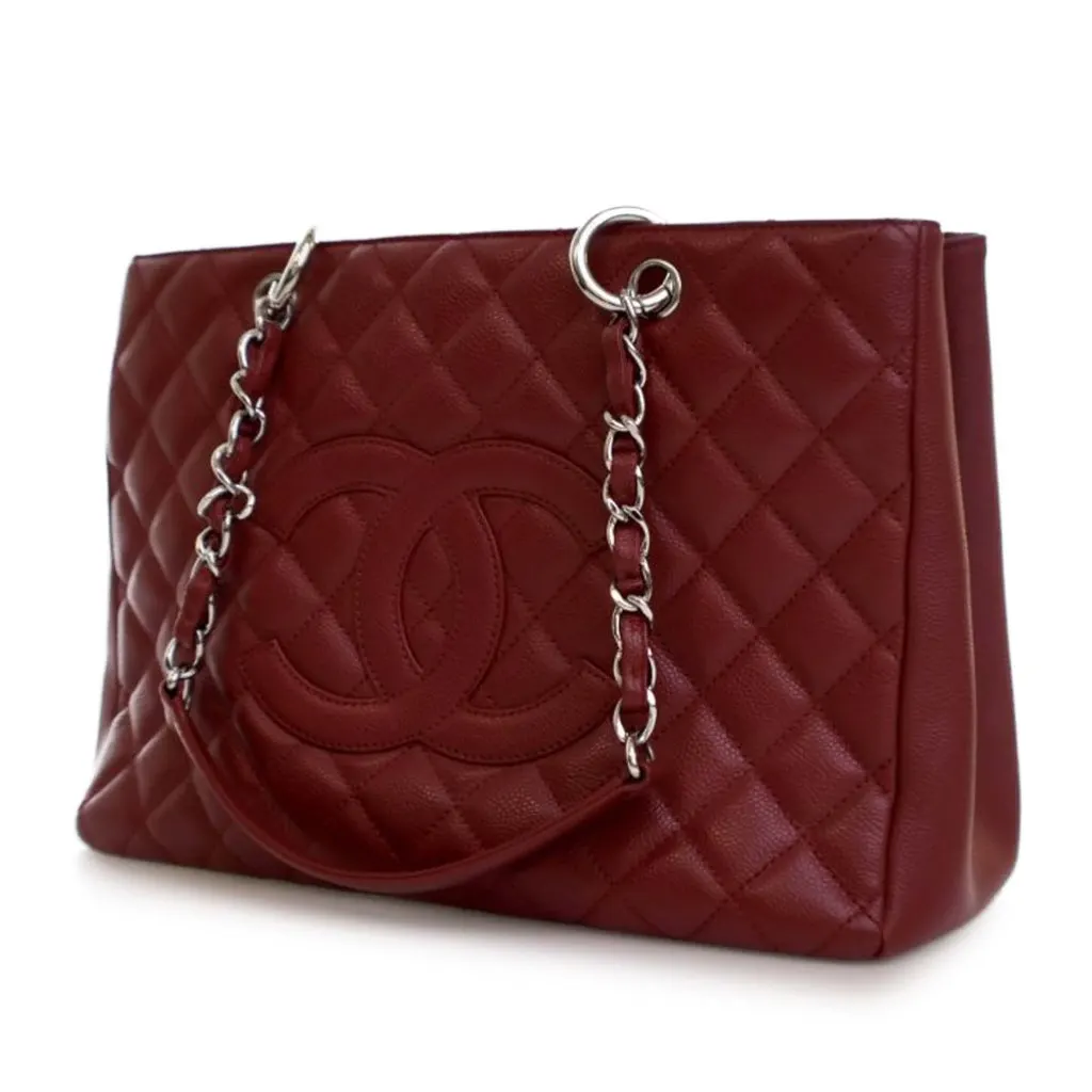 Chanel Caviar Grand Shopping Tote Red Leather Very good - Back View