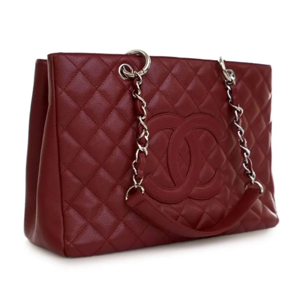 Chanel Caviar Grand Shopping Tote Red Leather Very good - Inside View