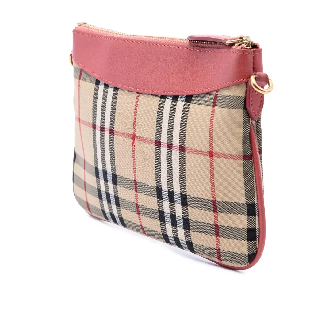 Burberry Haymarket Check Nylon Peyton Crossbody Beige Polyamide Good - Back View
