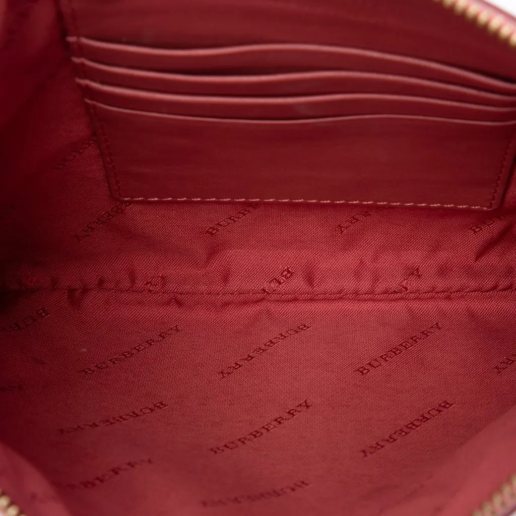 Burberry Haymarket Check Nylon Peyton Crossbody Beige Polyamide Good - Model View