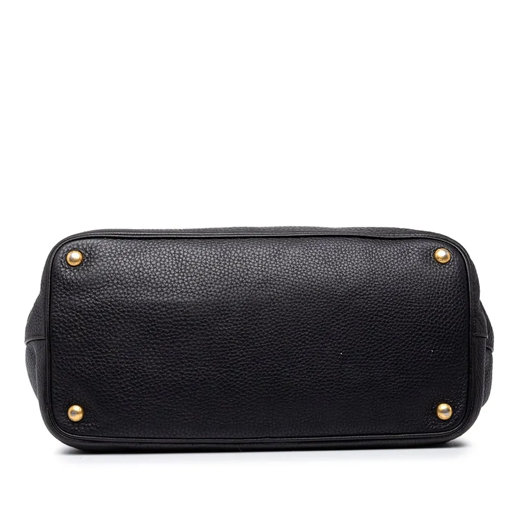 Prada Vitello Daino Open Convertible Tote Black Leather Good - Inside View