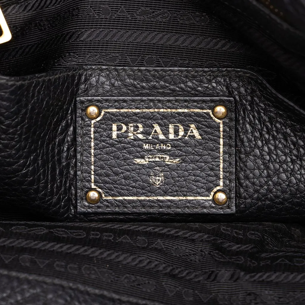 Prada Vitello Daino Open Convertible Tote Black Leather Good - Box View