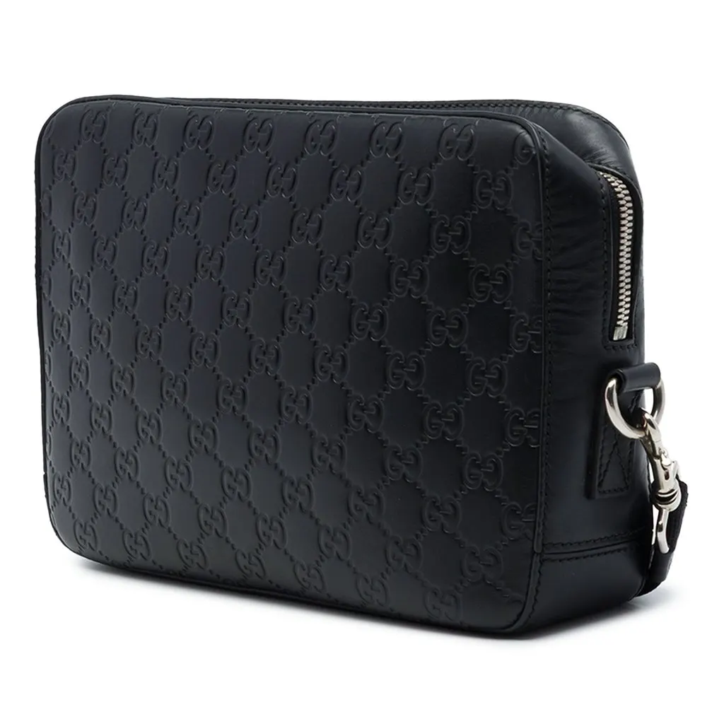Gucci Guccissima Wristlet Clutch Black Leather Very good - Back View