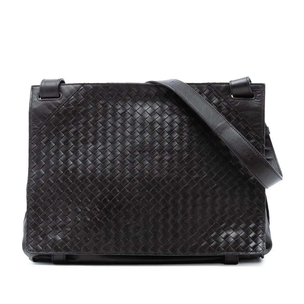 Bottega Veneta Nappa Intrecciato Messenger Bag Brown Leather Very good - Front View