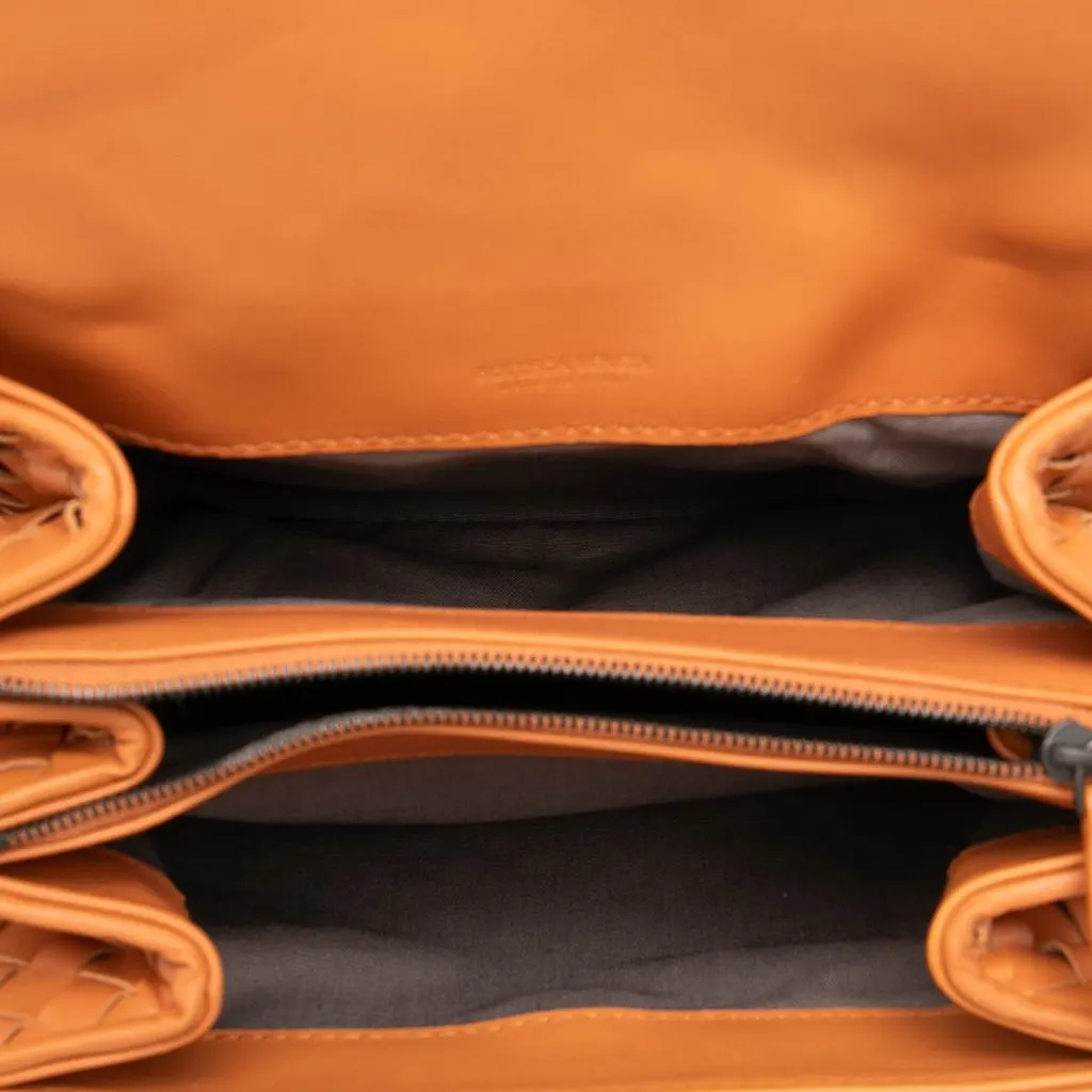 Bottega Veneta Nappa Intrecciato Flap Clutch Brown Leather Very good - Model View