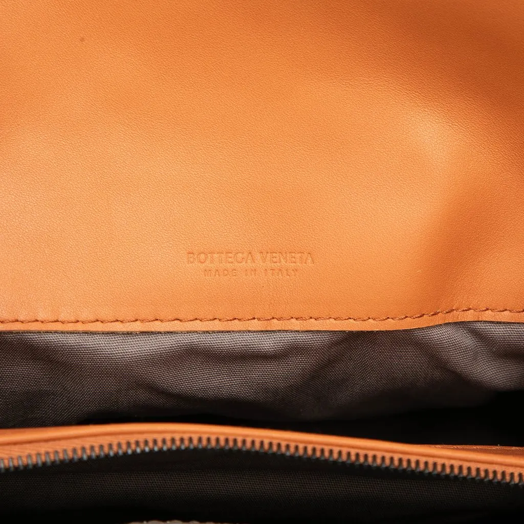 Bottega Veneta Nappa Intrecciato Flap Clutch Brown Leather Very good - Box View
