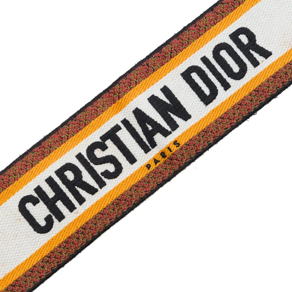 Dior Embroidered Canvas Bag Strap White Very good - Inside View