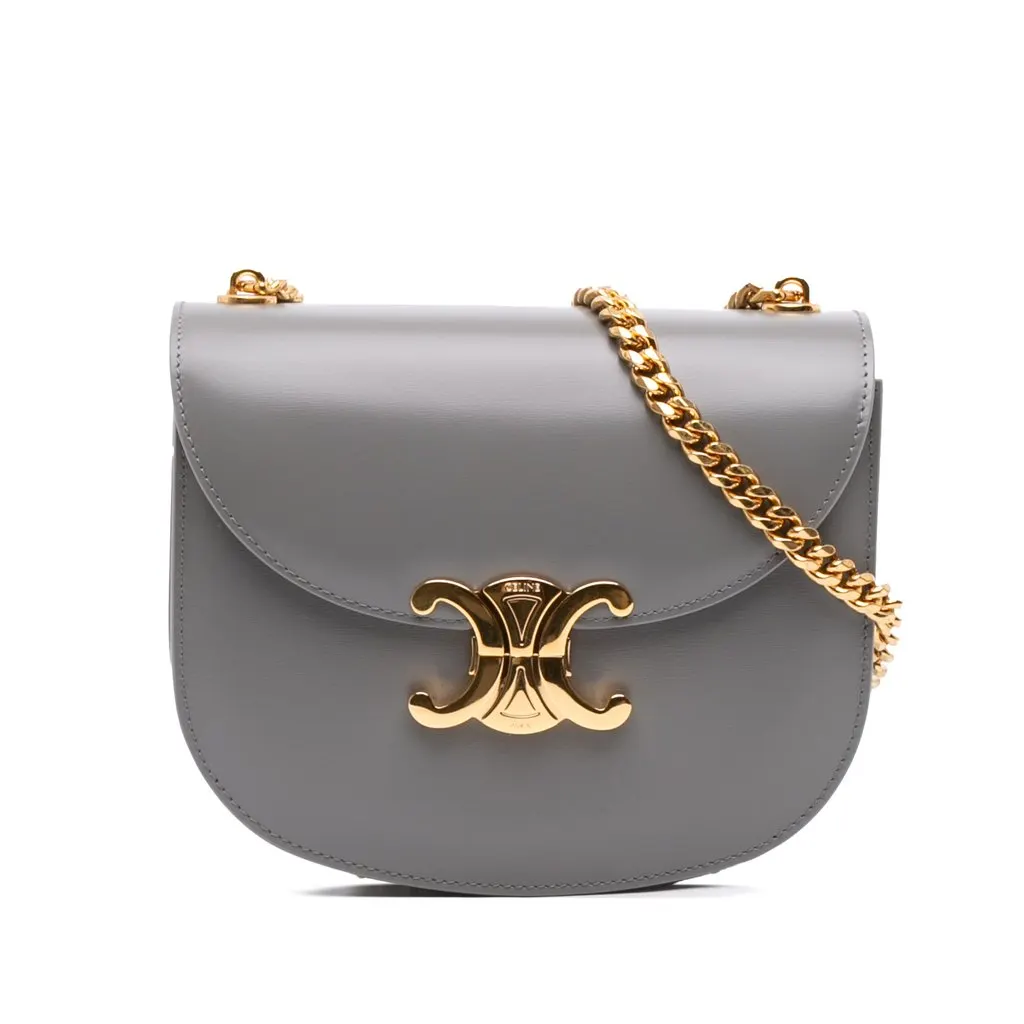 Celine Teen Shiny Calfskin Triomphe Besace Clea Chain Crossbody MultiColor Leather Very good - Front View