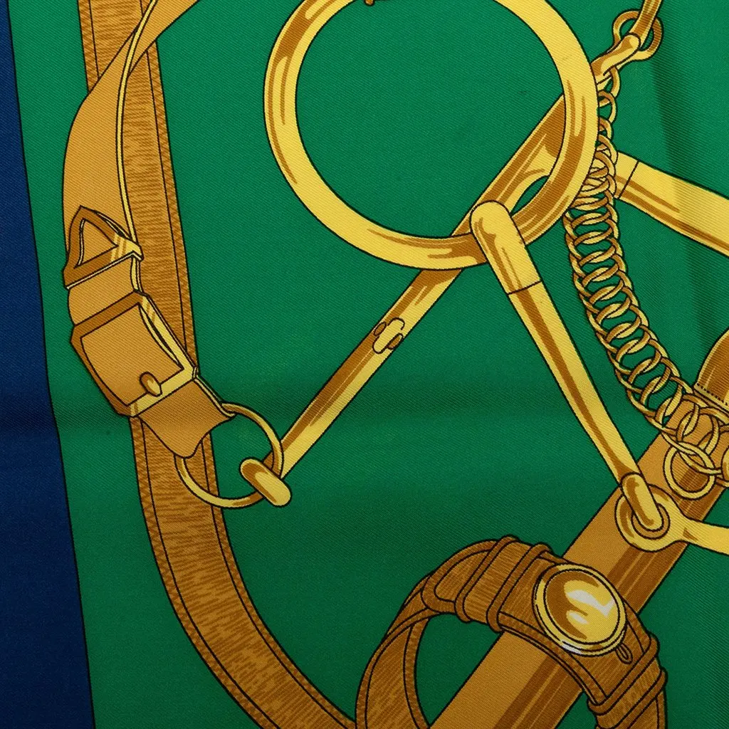Hermès Eperon D Or Silk Scarf 90 Blue Silk Very good - Box View