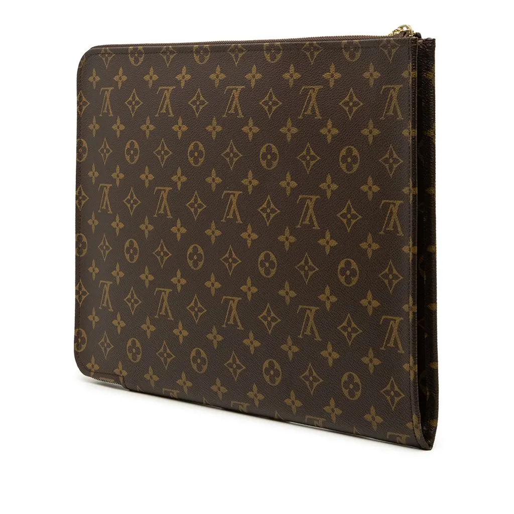 Louis Vuitton Monogram Poche Documents Portfolio Brown Very good - Back View