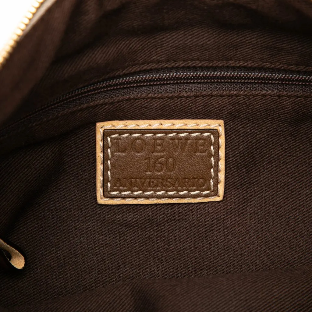 LOEWE 160th Anniversary Suede Trimmed Canvas Shoulder Bag Beige Very good - Box View