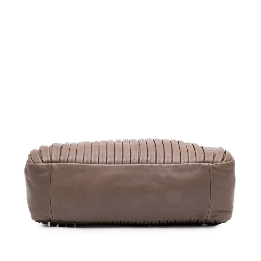 Miu Miu Nappa Bosco Pleated Satchel Brown Leather Very good - Inside View