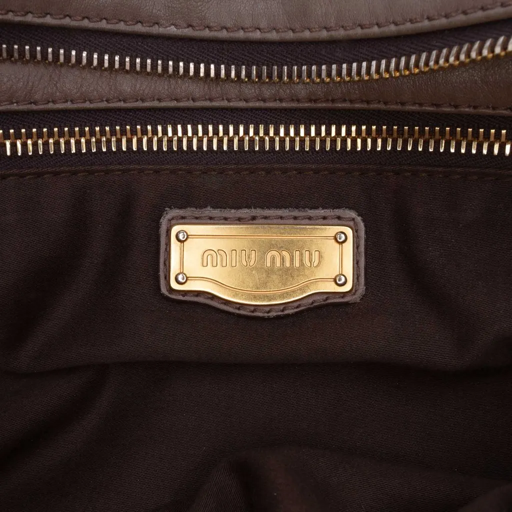 Miu Miu Nappa Bosco Pleated Satchel Brown Leather Very good - Box View