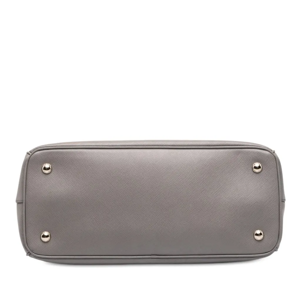 Prada Small Saffiano Lux Gardeners Tote Grey Leather Good - Inside View
