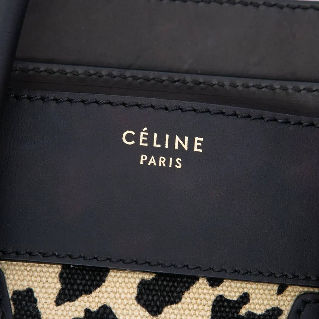 Celine Mini Canvas Leopard Print Luggage Tote Beige Very good - Box View