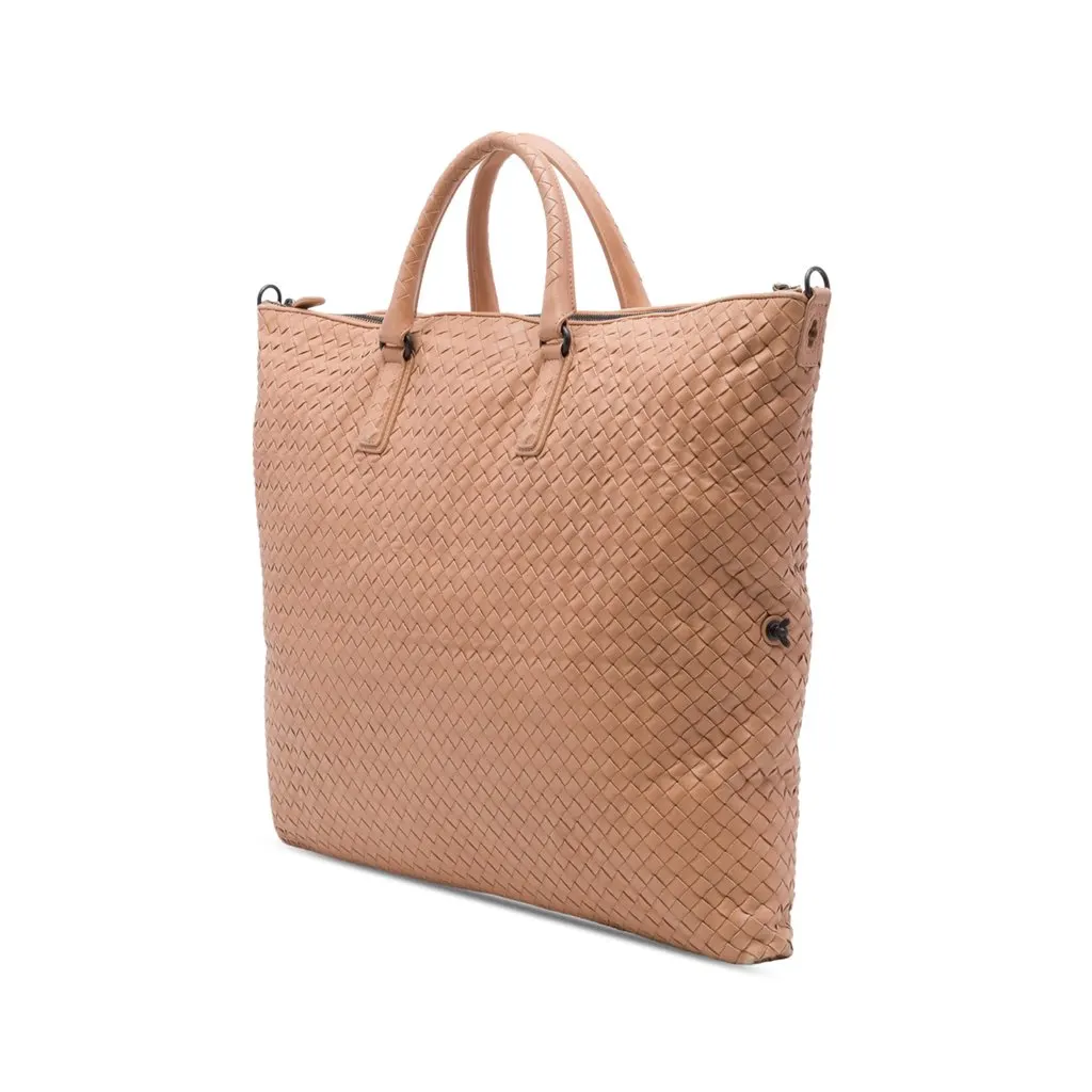 Bottega Veneta Maxi Nappa Intrecciato Convertible Tote Beige Leather Good - Back View