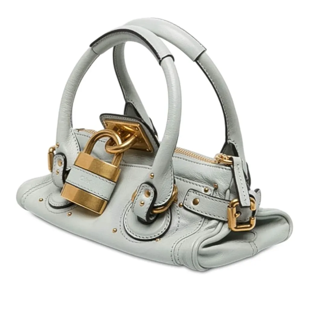 Chloé Small Leather Paddington Handbag Blue Leather Good - Back View