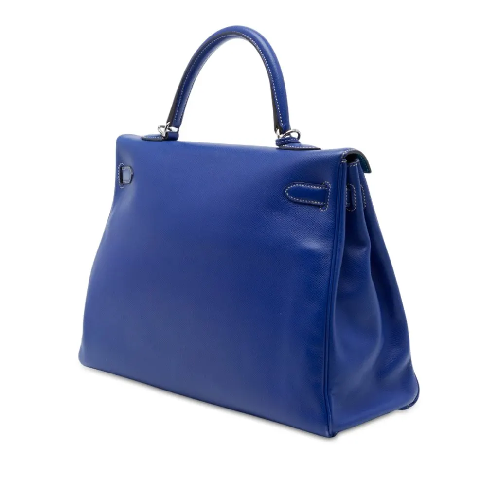 Hermès Epsom Kelly II Retourne 35 Blue Leather Good - Back View