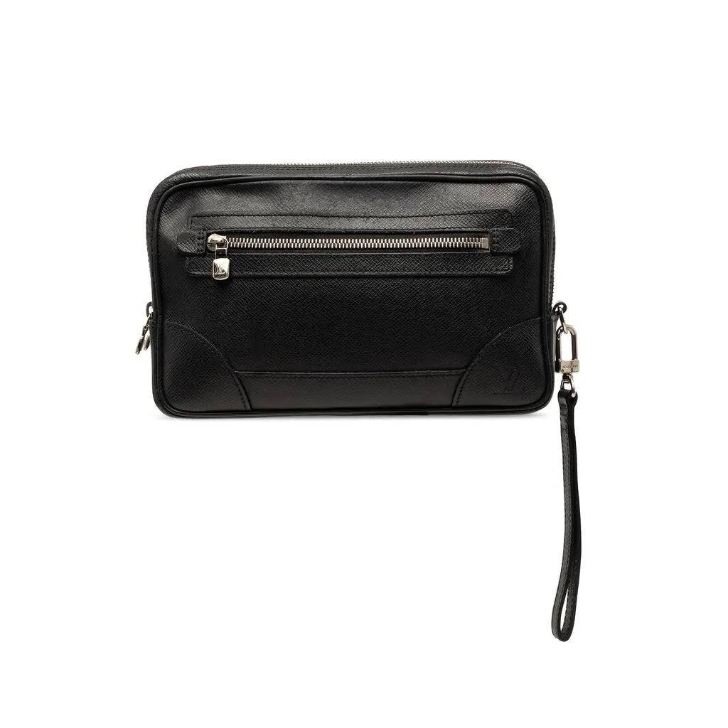Louis Vuitton Taiga Neo Pavel Clutch Black Leather Very good - Front View
