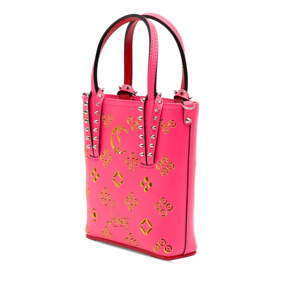 Christian Louboutin Mini Perforated Calfskin Loubinthesky North South Cabata Satchel Pink Leather Very good - Back View