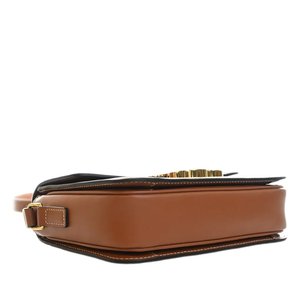 Celine Teen Triomphe Coated Canvas and Calfskin Triomphe Crossbody Brown Very good - Box View