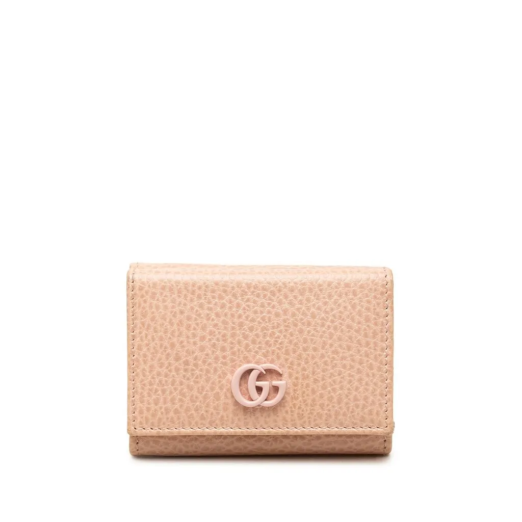 Gucci GG Marmont Trifold Compact Wallet Pink Leather Very good - Front View