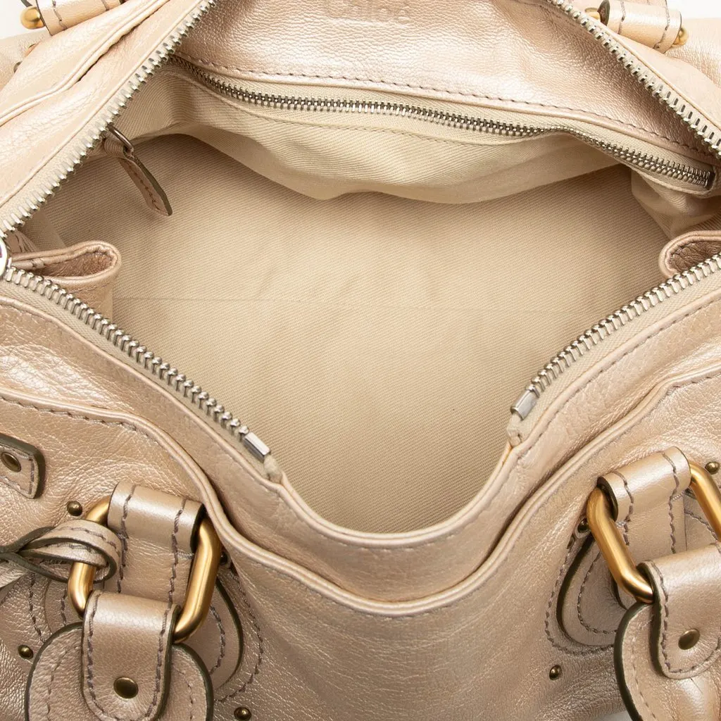 Chloé Medium Metallic Leather Paddington Handbag Gold Leather Very good - Model View