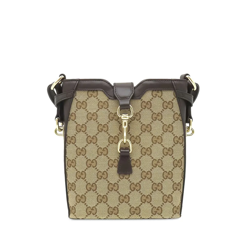 Gucci Mini GG Canvas Web Bucket Bag Beige Canvas Very good - Front View