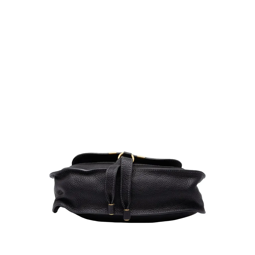 Chloé Small Grained Leather Marcie Satchel Black Leather Good - Inside View