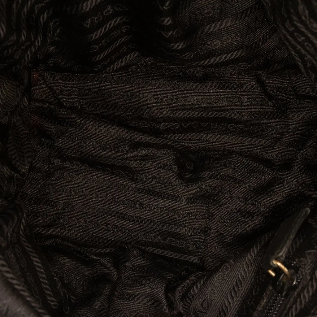 Prada Tessuto Chain Bauletto Bag Black Polyamide Very good - Model View