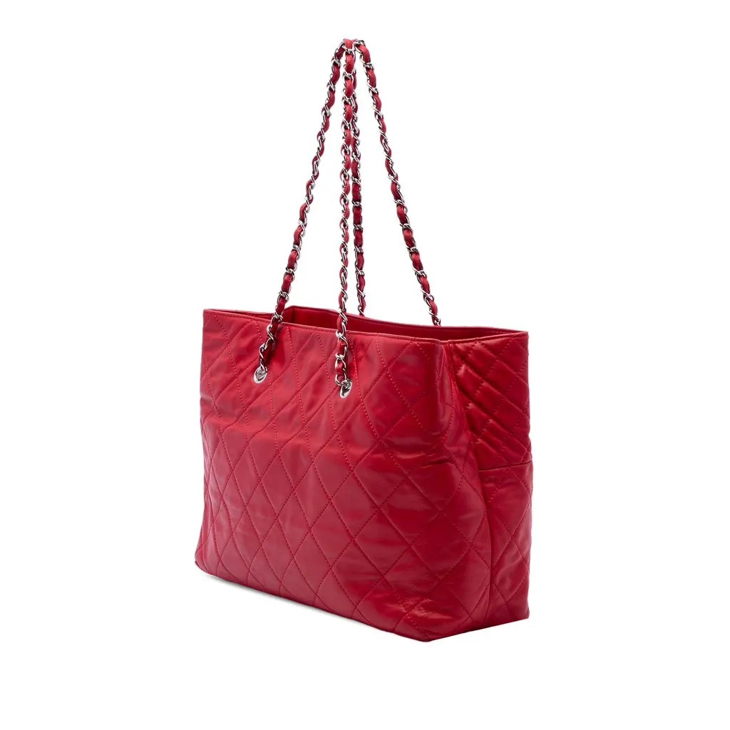 Chanel Large Quilted Calfskin In The Business Tote Red Leather Very good - Back View