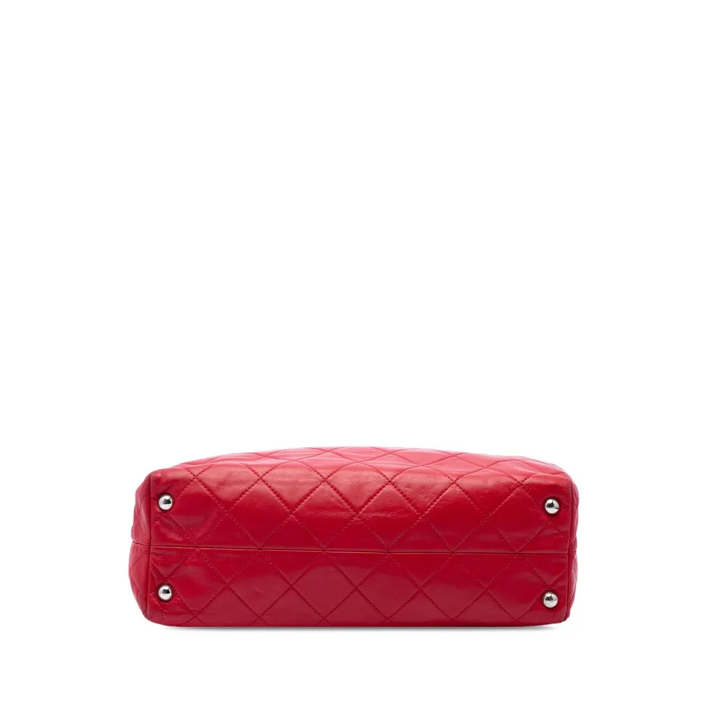 Chanel Large Quilted Calfskin In The Business Tote Red Leather Very good - Inside View