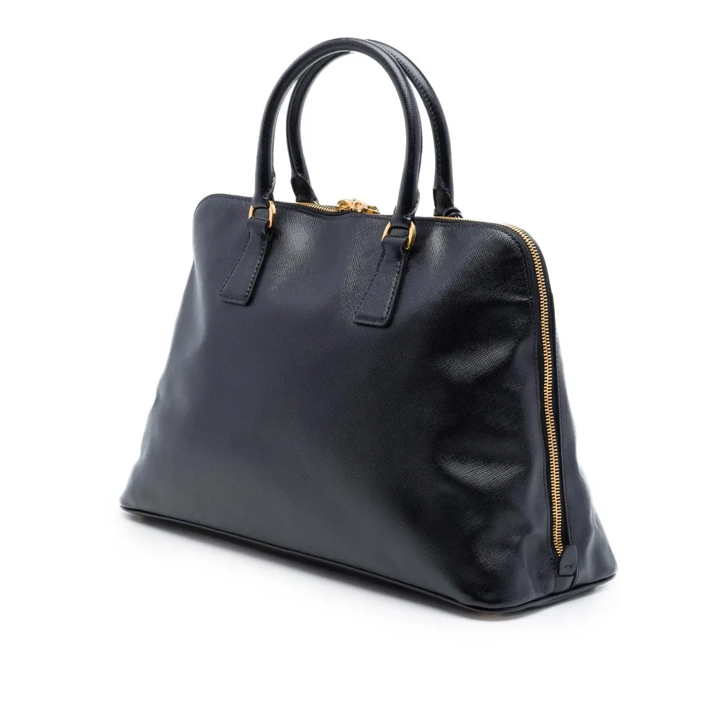 Prada Large Saffiano Lux Promenade Satchel Black Leather Very good - Back View