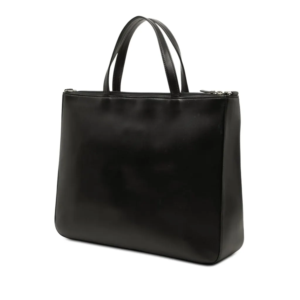 Burberry Nova Check Canvas Trimmed Leather Satchel Black Leather Very good - Back View