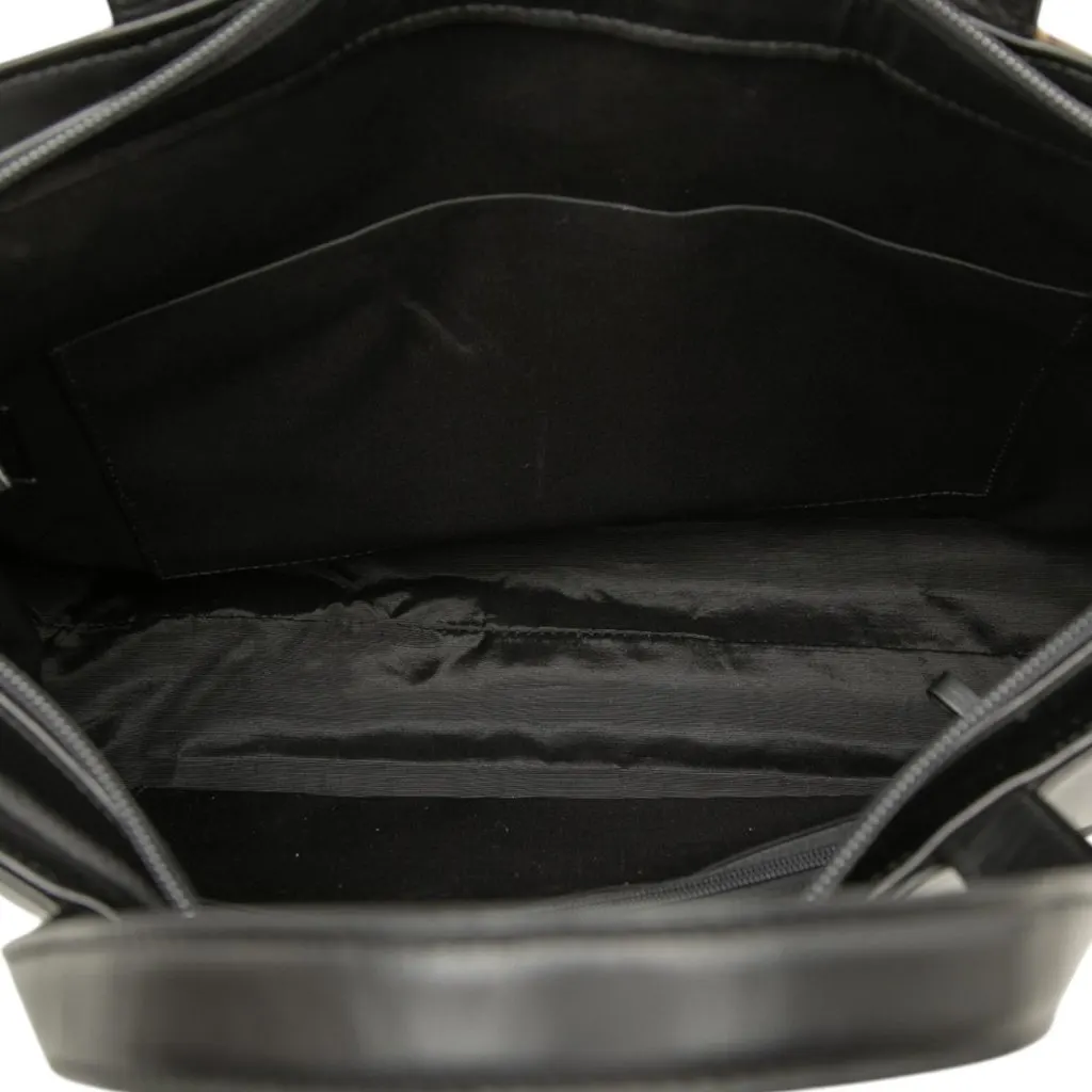 Burberry Nova Check Canvas Trimmed Leather Satchel Black Leather Very good - Model View