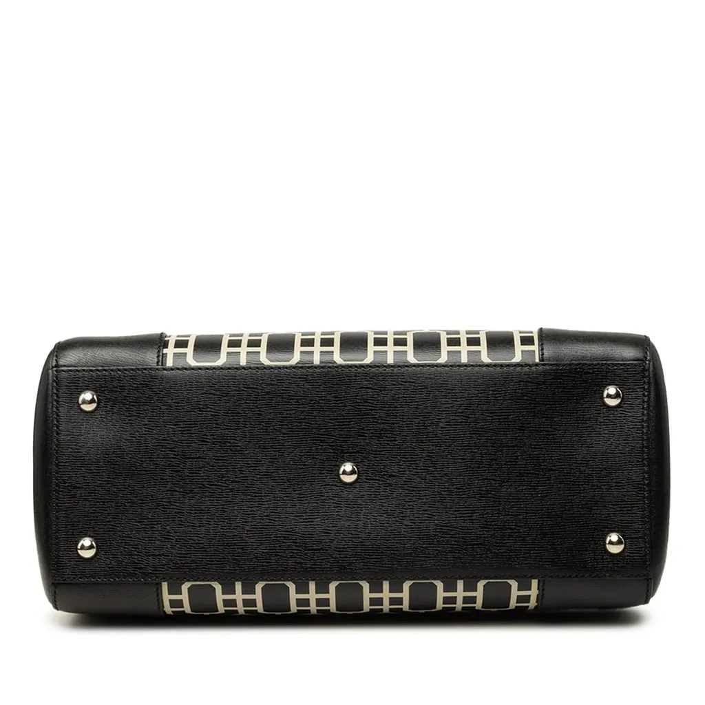 Gucci Medium Printed Calfskin Bamboo Satchel Black Leather Very good - Inside View