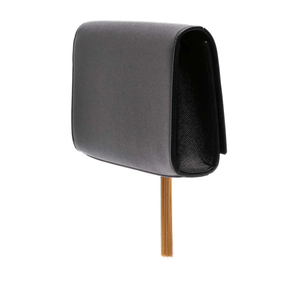 Saint Laurent Grain de Poudre Monogram Kate Tassel Clutch Black Leather Very good - Back View