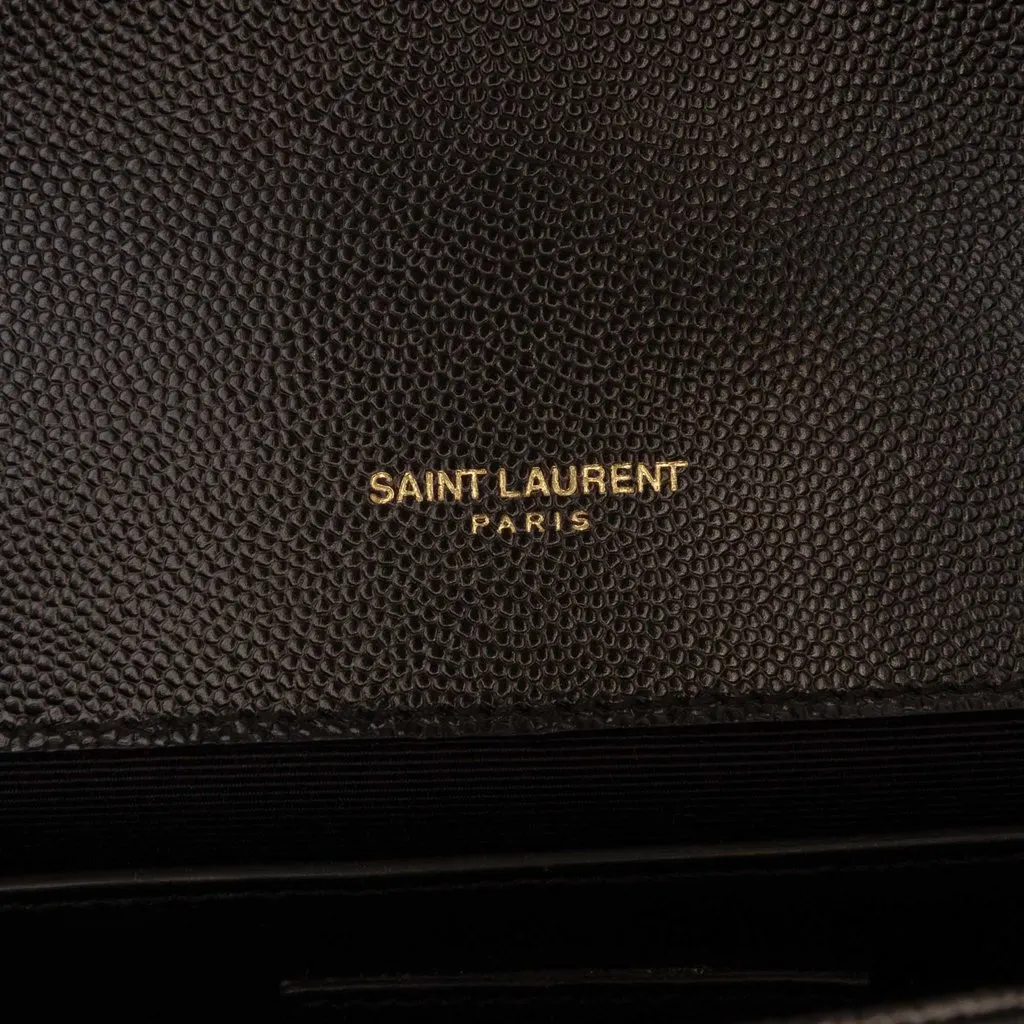 Saint Laurent Grain de Poudre Monogram Kate Tassel Clutch Black Leather Very good - Box View