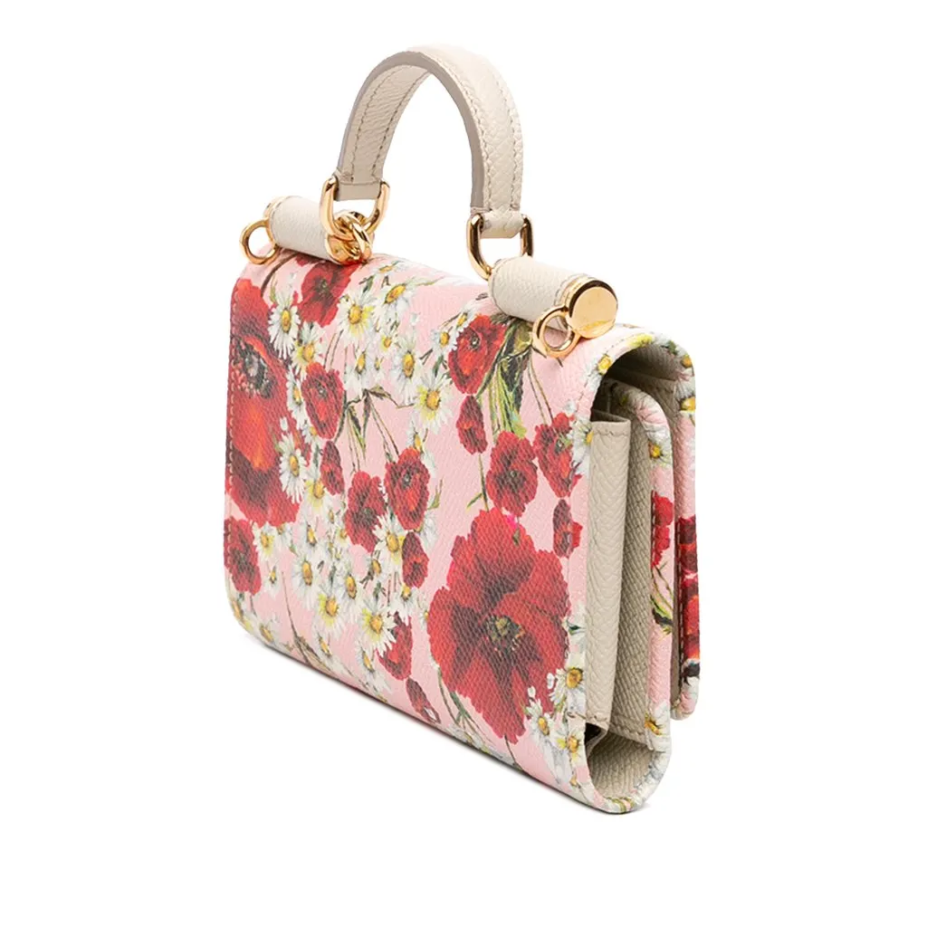 Dolce & Gabbana Mini Leather Floral Von Miss Sicily Satchel Pink Leather Very good - Back View