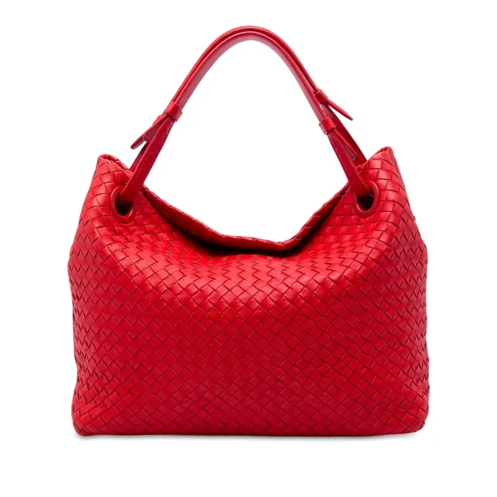 Bottega Veneta Medium Nappa Intrecciato Garda Tote Red Leather Very good - Front View
