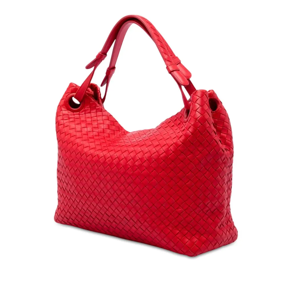 Bottega Veneta Medium Nappa Intrecciato Garda Tote Red Leather Very good - Back View