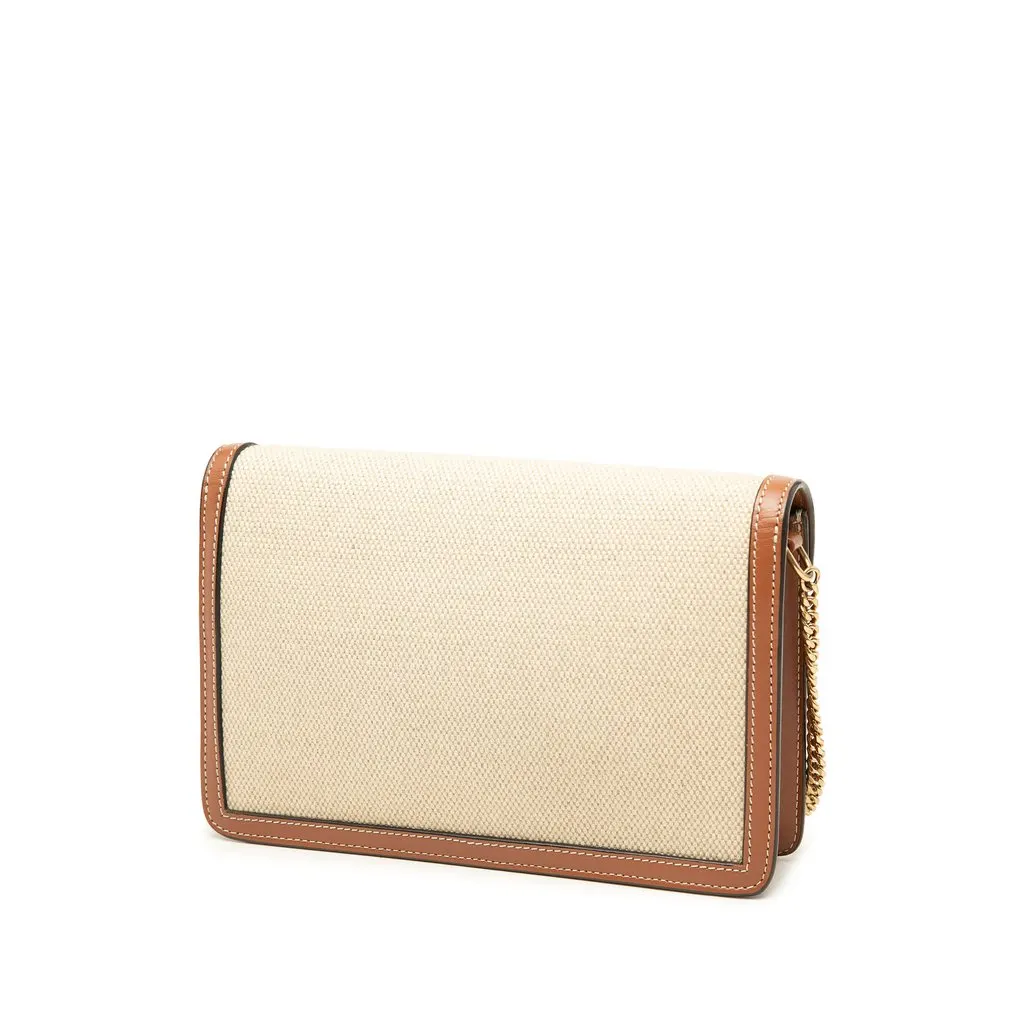 Celine Canvas and Calfskin Cuir Triomphe Margo Wallet on Chain Beige Canvas Very good - Back View