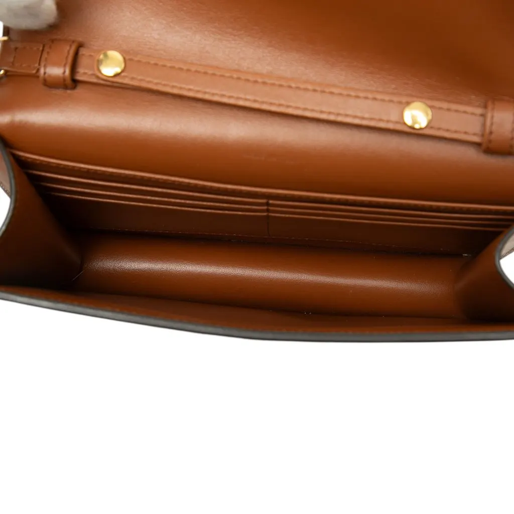 Celine Canvas and Calfskin Cuir Triomphe Margo Wallet on Chain Beige Canvas Very good - Model View