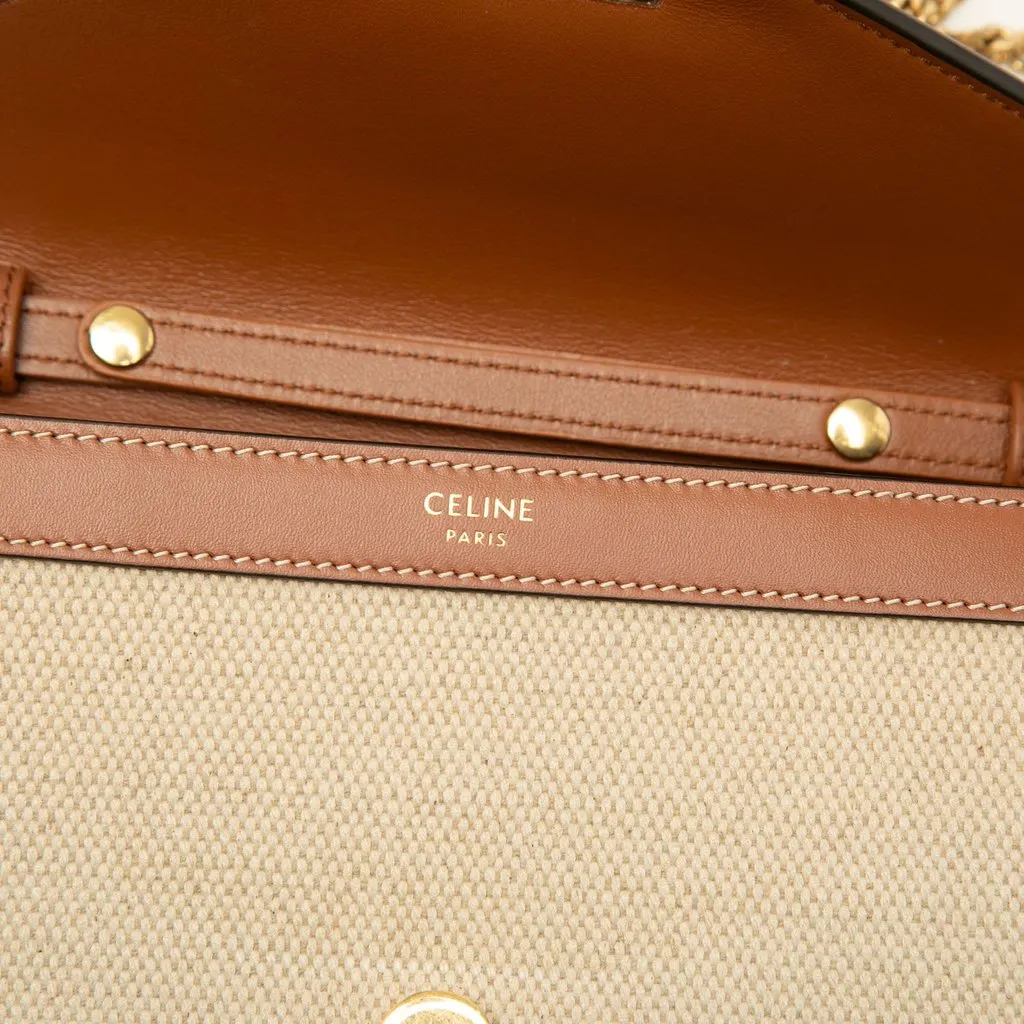 Celine Canvas and Calfskin Cuir Triomphe Margo Wallet on Chain Beige Canvas Very good - Box View