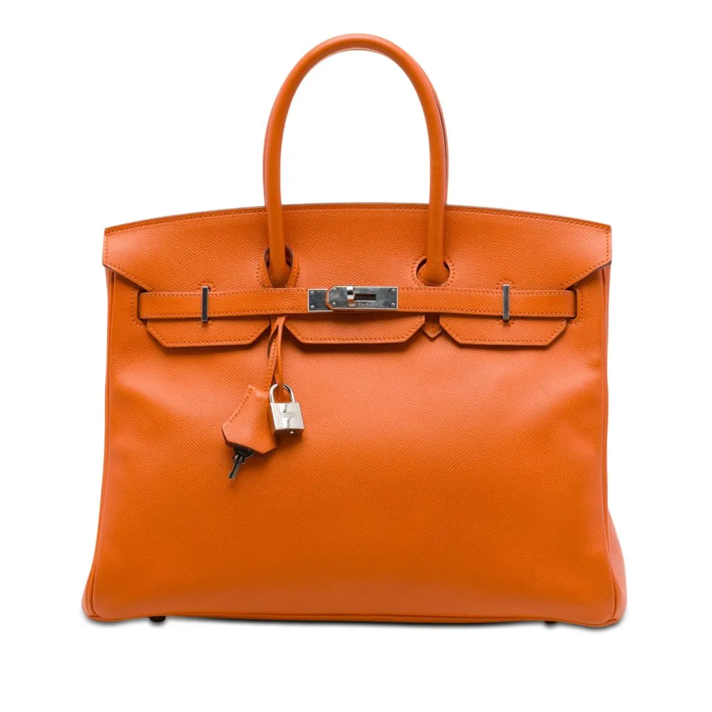 Hermès Epsom Birkin Retourne 35 Orange Leather Very good - Front View